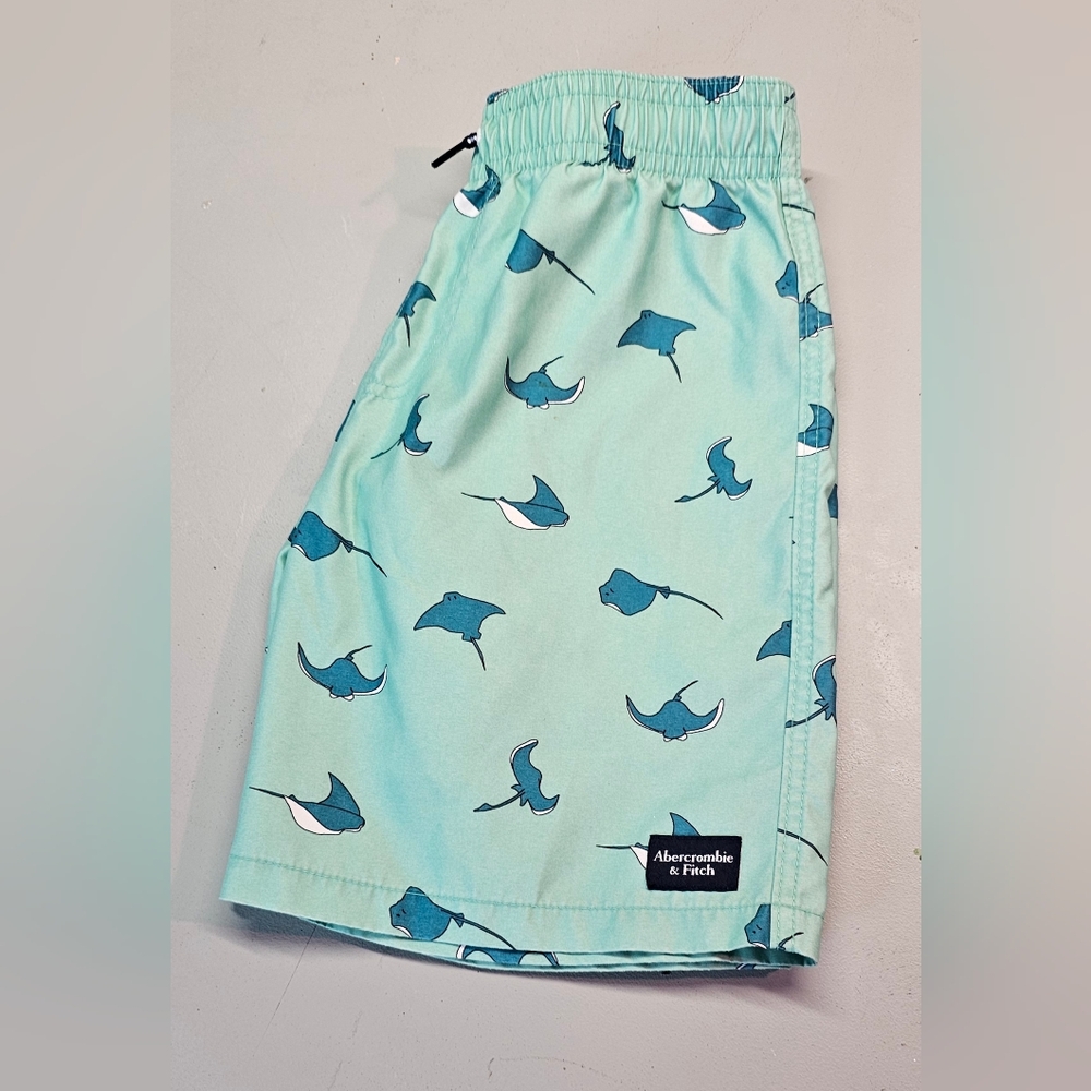 Abercrombie & Fitch Mint Green Swim Shorts with Stingray Print